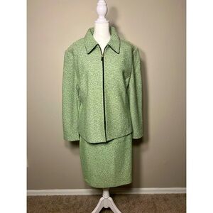 Vintage St John Light Green Tweed Skirt Set